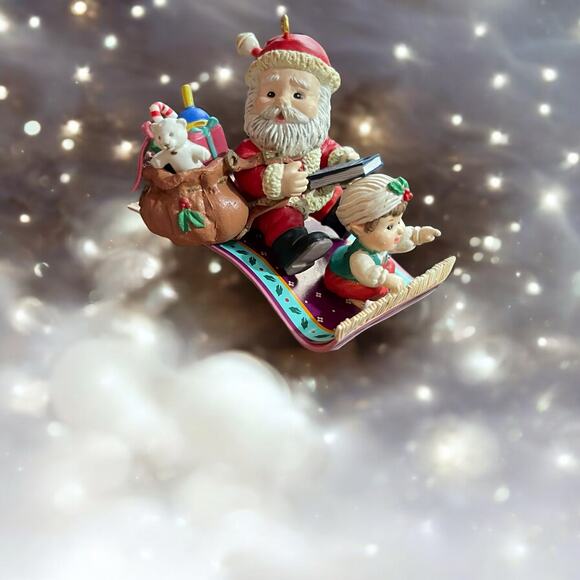 NIB Retired Santa's Magic Ride Flying Carpet Elf Christmas Holiday Ornament 1993 - Picture 1 of 9